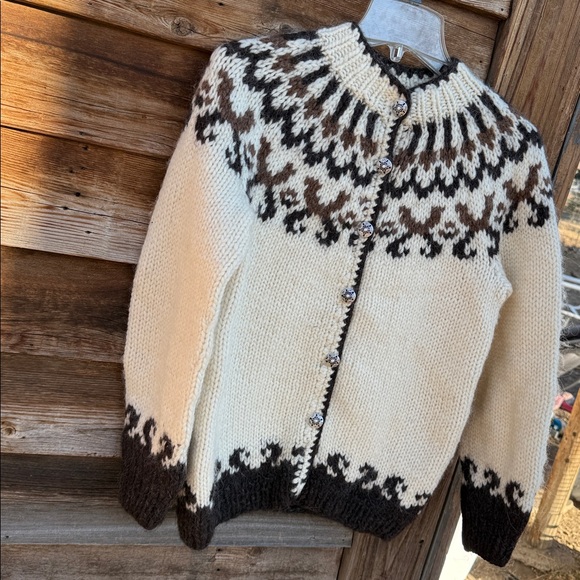 Vintage handmade chunky knit wooly cardigan angora? - Picture 4 of 7